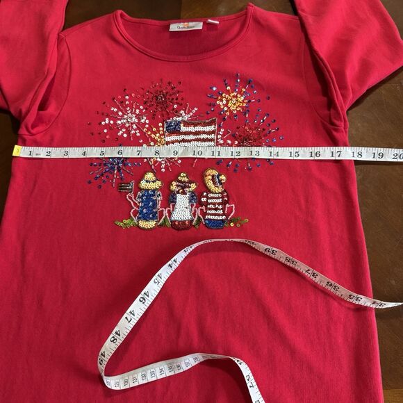 Quacker Factory Red Patriotic Embellished Sequins Fireworks July 4.Size XS - Picture 9 of 14